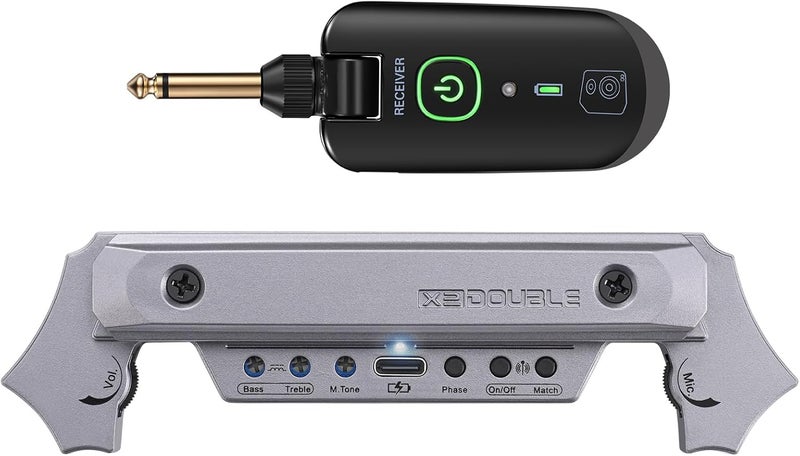 SUNYIN Wireless Acoustic Guitar Pickup Rechargable Magnetic And Microphone Soundhole Pickup For Acoustic Guitar Build-In Volume Control(Gary) - Image 1